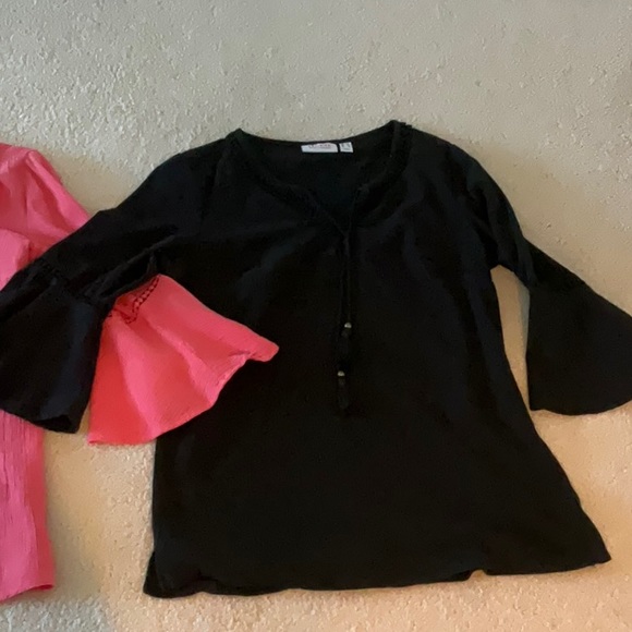 Denim & Company Black and Orange Blouse - Picture 9 of 9